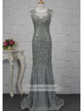 Beaded Sheath Long Prom Dresses Pageant Gown FD1440-prom dresses-Viniodress-Grey-Custom Size-Viniodress