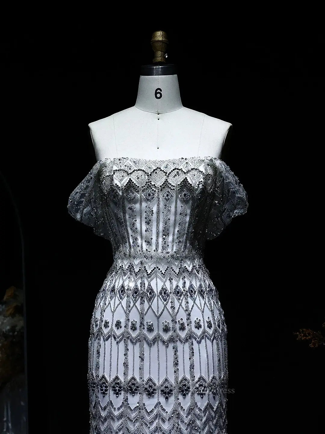 Beaded Silver Prom Dresses Convertible Sleeve Formal Dresses BD022-Evening Dresses 2025 -Viniodress-Long-Silver-US 2