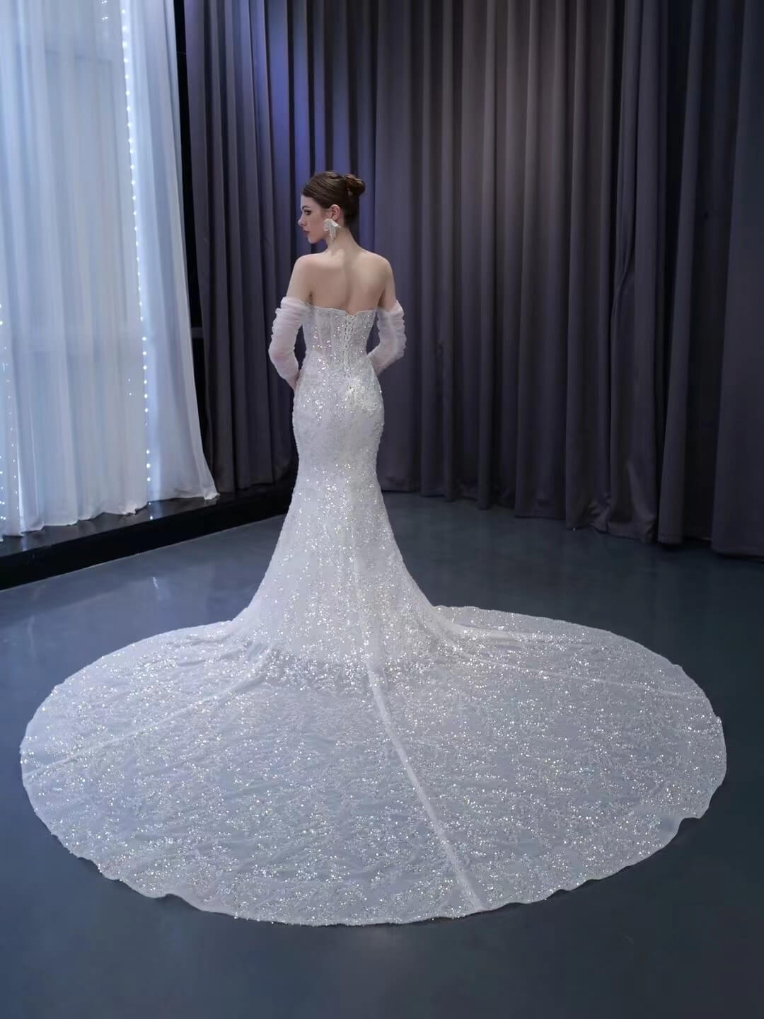 Beaded Strapless Mermaid Wedding Dresses Removable Sleeves 231106-wedding dresses 2025 -Viniodress-Ivory-Custom Size-