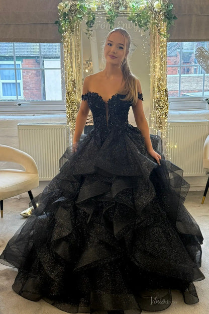 LY014-prom dresses 2026-Viniodress-Black-Custom Size-