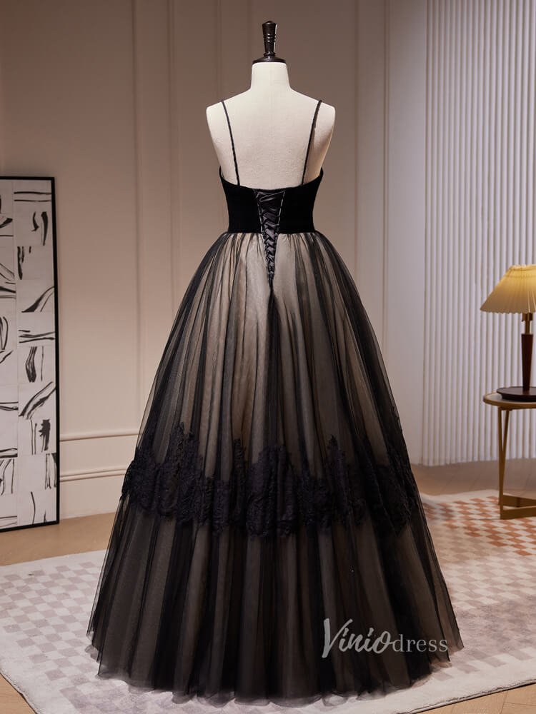 Black Long Prom Dresses Spaghetti Strap Homecoming Dress SD1620 – Viniodress