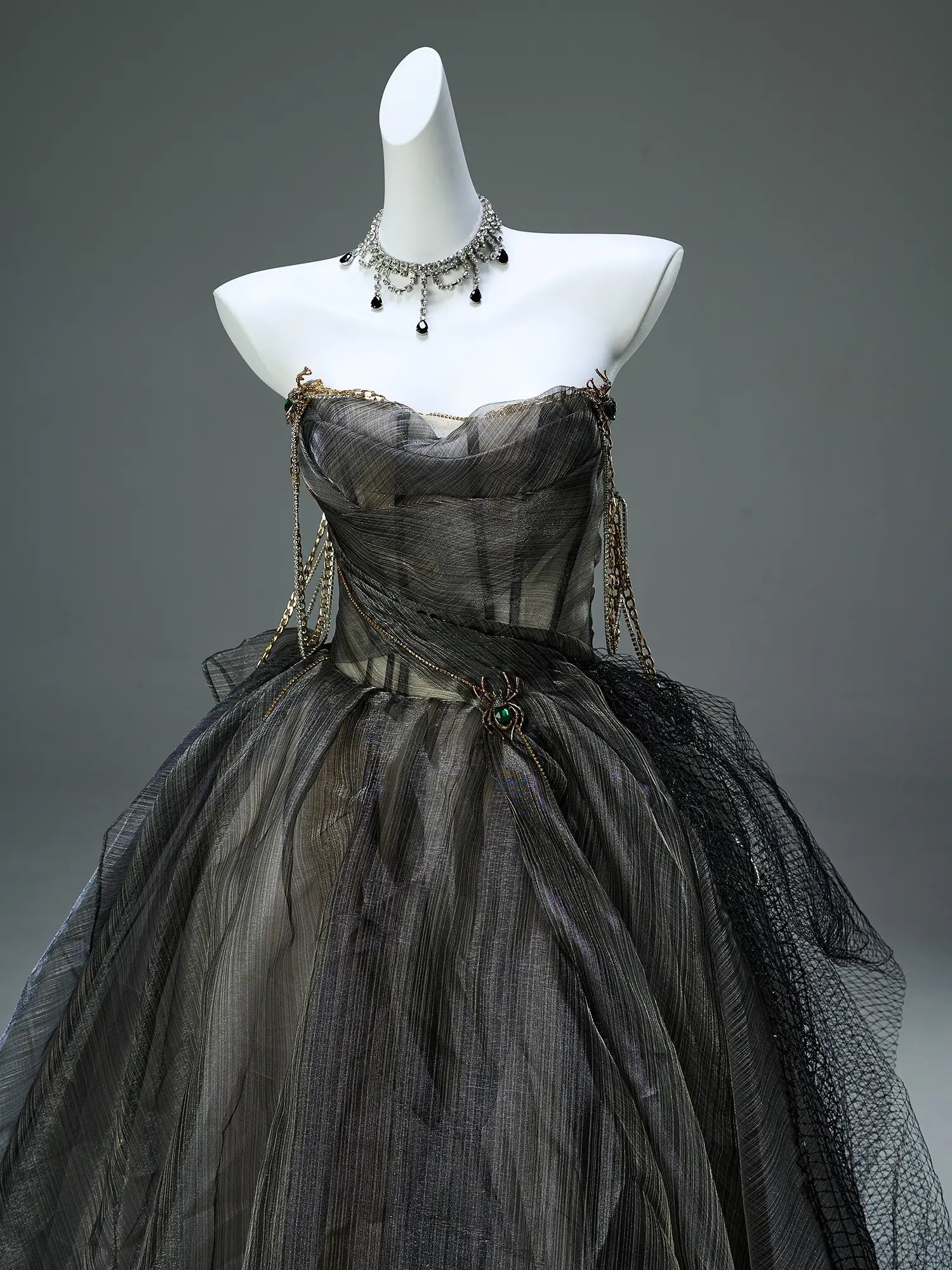 Black Pleated Tulle Prom Dresses with Sweetheart Neckline & Sheer Boned Bodice - CQ0127-Couture Gown 2025 -Viniodress-Black-Custom Size-