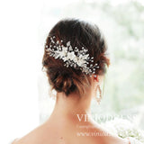 Blossom Bridal Comb with Crystal Spray AC1061-Headpieces-Viniodress-Silver-Viniodress