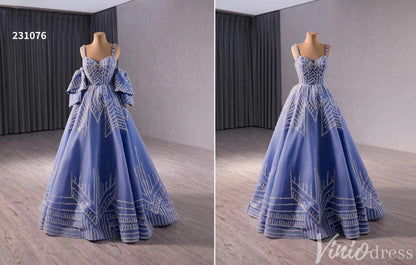 Blue Sequin Lace Wedding Gown Spaghetti Strap Quinceanera Dress 231076-Quinceanera Dresses 2025 -Viniodress-Blue-Custom Size-
