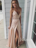 Blush Pink Evening Dresses Beaded Wedding Guest Dress FD1292-prom dresses-Viniodress-Champagne-Custom Size-Viniodress