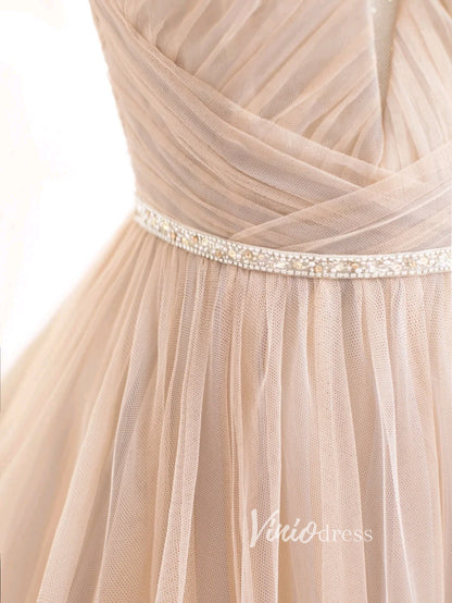 Blush Pink Long Sleeve Prom Dresses Sweetheart Neck Formal Gown FD3420-prom dresses 2025 -Viniodress-Blush Pink-Custom Size-