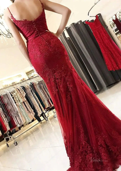 Blush Pink Mermaid Prom Dress 2025 with Lace Appliue & Spaghetti Straps – FD5004-prom dresses 2025 -Viniodress-Blush Pink-Custom Size-