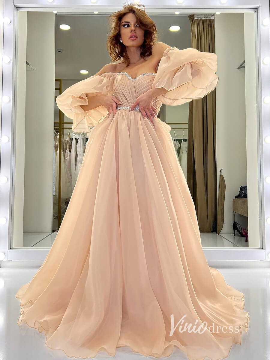 Blush Pink Organza Wedding Dress for Photography VW2114-wedding dresses 2025 -Viniodress-Blush Pink-Custom Size-