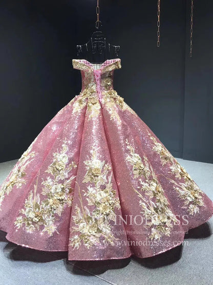 Burgundy & Gold Vintage Princess Ball Gowns Sparkly Long Prom Dresses FD1109 viniodress-prom dresses 2025 -Viniodress-Burgundy-Custom Size-