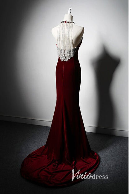 Burgundy Mermiad Evening Dresses Satin Formal Dress AD1023-prom dresses 2025 -Viniodress-Burgundy-Custom Size-