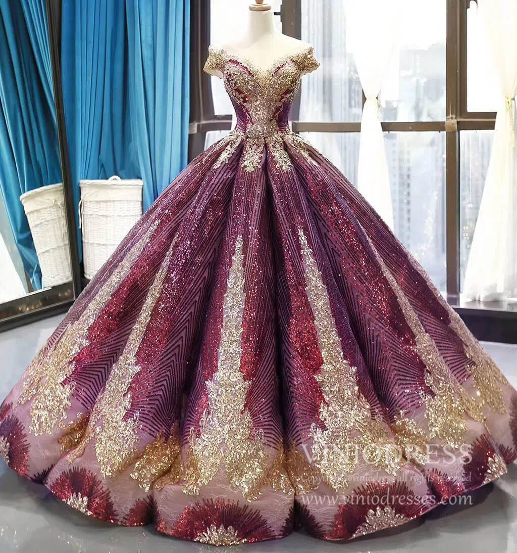 Cap Sleeve Dark Green Ball Gowns Sparkly Sequin Wedding Dress 66754 viniodress-prom dresses 2025 -Viniodress-Emerald Green-Custom Size-
