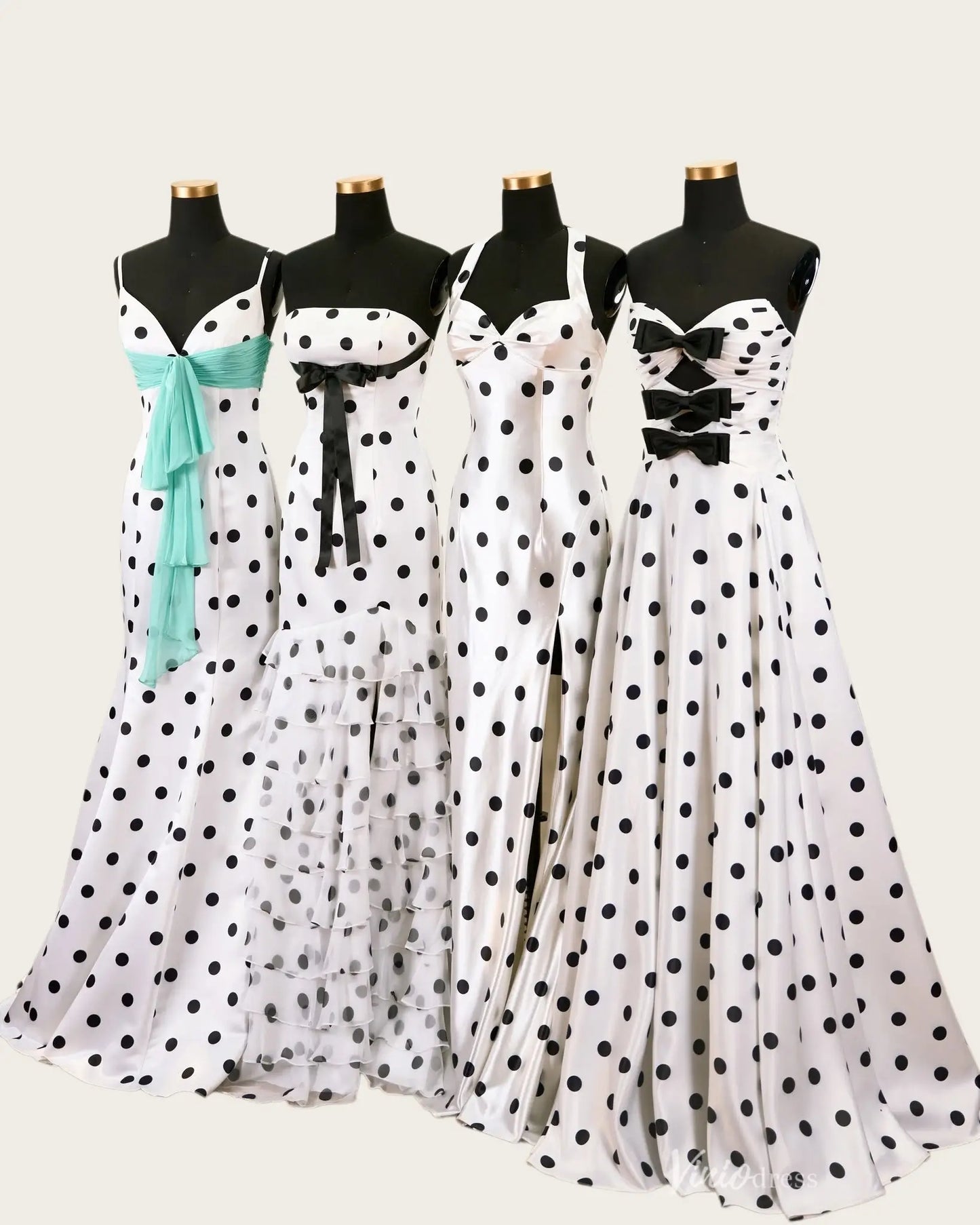 Chic Polka Dot Prom Dresses with Satin Fabric, Statement Bows and Vintage-Inspired Silhouettes – AS088-Prom Dresses 2026-Viniodress-A-Black-Custom Size – Add Measurements in Cart