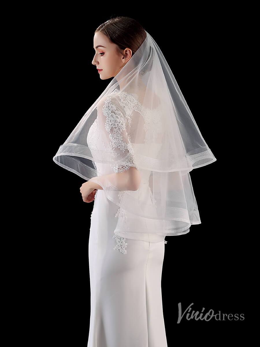 Classic Short Bridal Veil Viniodress TS1905-Bridal Veil 2025 -Viniodress-Ivory-