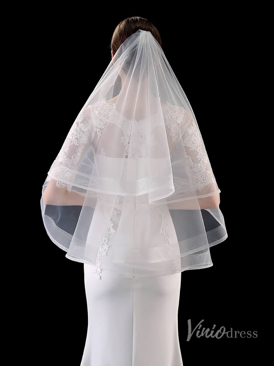 Classic Short Bridal Veil Viniodress TS1905-Bridal Veil 2025 -Viniodress-Ivory-