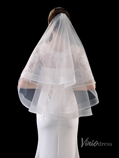 Classic Short Bridal Veil Viniodress TS1905-Bridal Veil 2025 -Viniodress-Ivory-