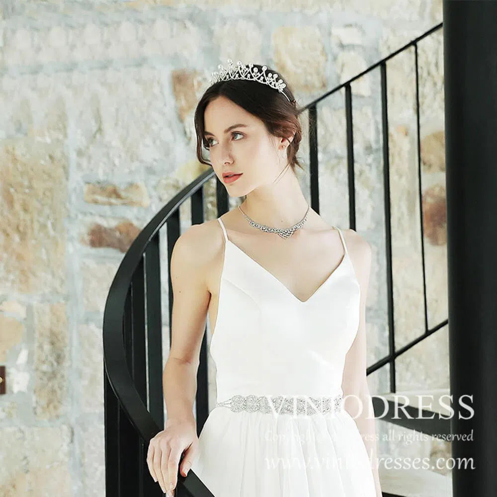 Classy Pearl Bridal Tiara with Tiny Crystals AC1039-Headpieces 2025 -Viniodress-Pearls-