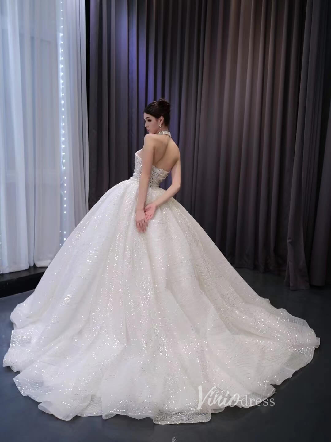 Convertible 2-piece Pearl Mermaid Wedding Dresses Pearl Ball Gowns 231002-wedding dresses 2025 -Viniodress-Ivory-Custom Size-