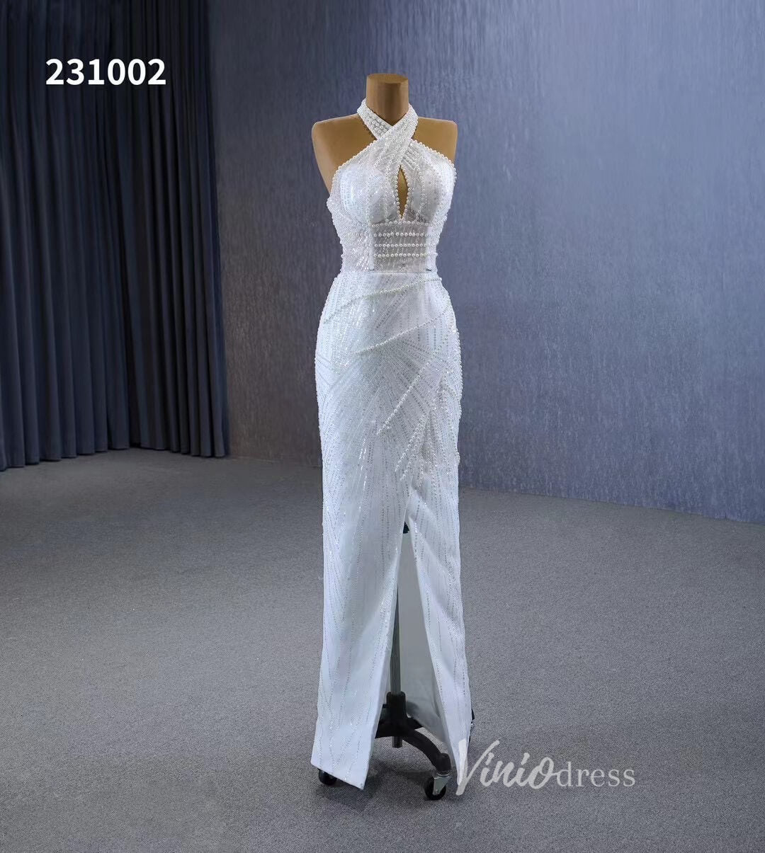 Convertible 2-piece Pearl Mermaid Wedding Dresses Pearl Ball Gowns 231002-wedding dresses 2025 -Viniodress-Ivory-Custom Size-