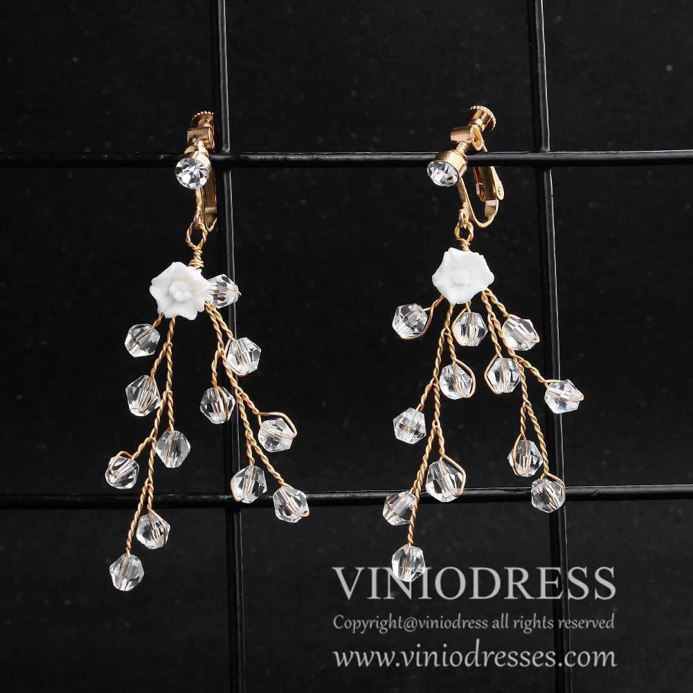 Crystal Pearl Spray Headband Earrings Set AC1077-Headpieces-Viniodress-Earrings-Viniodress