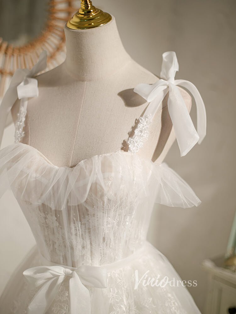 Cute Homecoming Dresses Sweetheart Neck Graduation Dress with Bow SD1458-Dresses 2025 -Viniodress-Ivory-Custom Size-