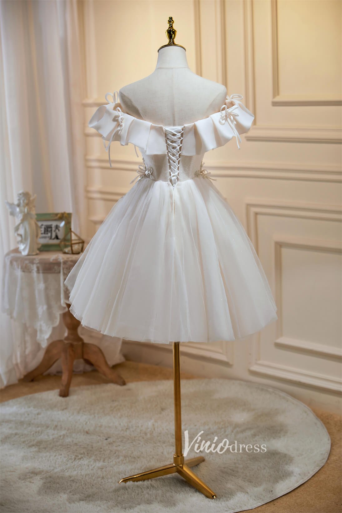Cute Off the Shoulder Homecoming Dresses Short Graduation Dress SD1502 – Viniodress
