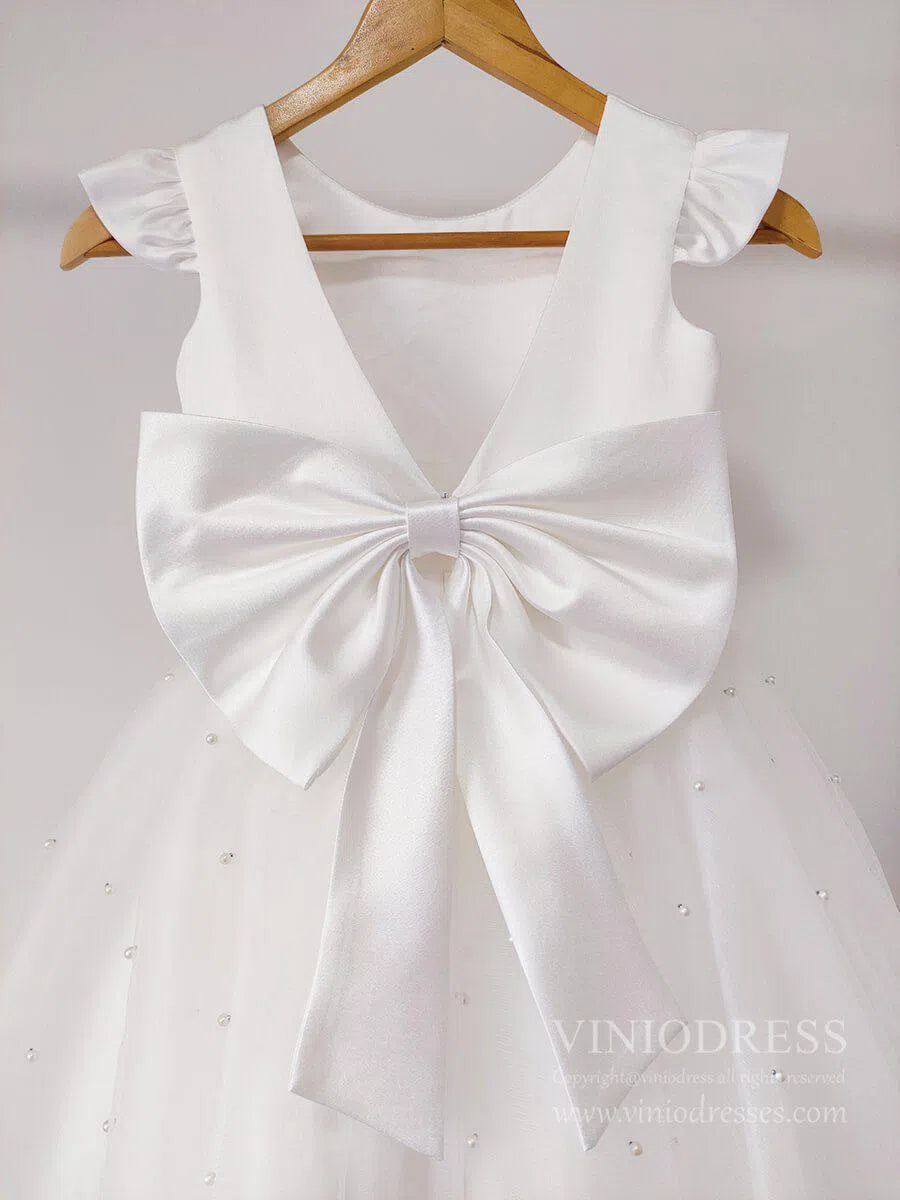 Cute Pink Tulle Flower Girl Dresses GL1025-flower girl dresses 2025 -Viniodress-Ivory-Custom Size-
