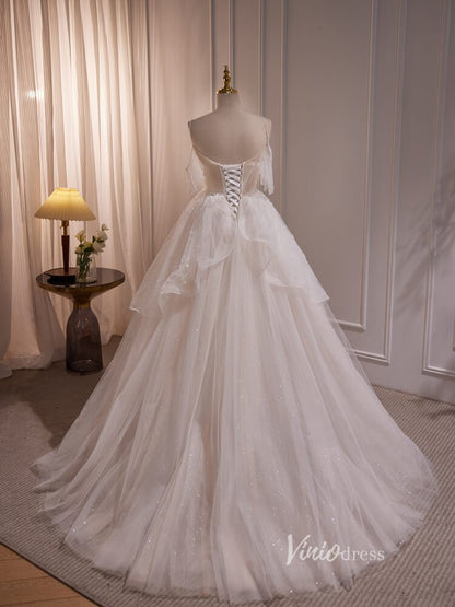 Cute Tulle Short Homecoming Dresses Spaghetti Strap Long Graduation Dress BJ006-prom dresses 2025 -Viniodress-Short-Champagne-Custom Size