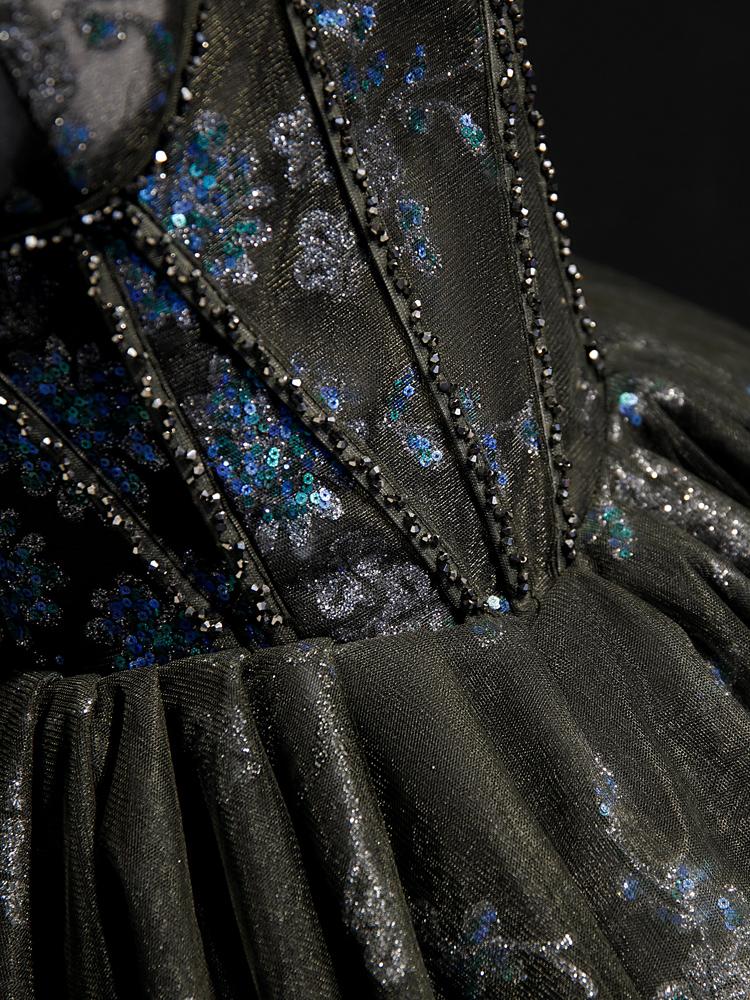 Dark Black Gray Lace Homecoming Dresses Sparkly Beaded Hoco Dress SD13 – Viniodress
