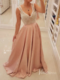 Dusty Rose Long Prom Dresses Beading Formal Dress FD1380-prom dresses-Viniodress-Dusty Rose-Custom Size-Viniodress