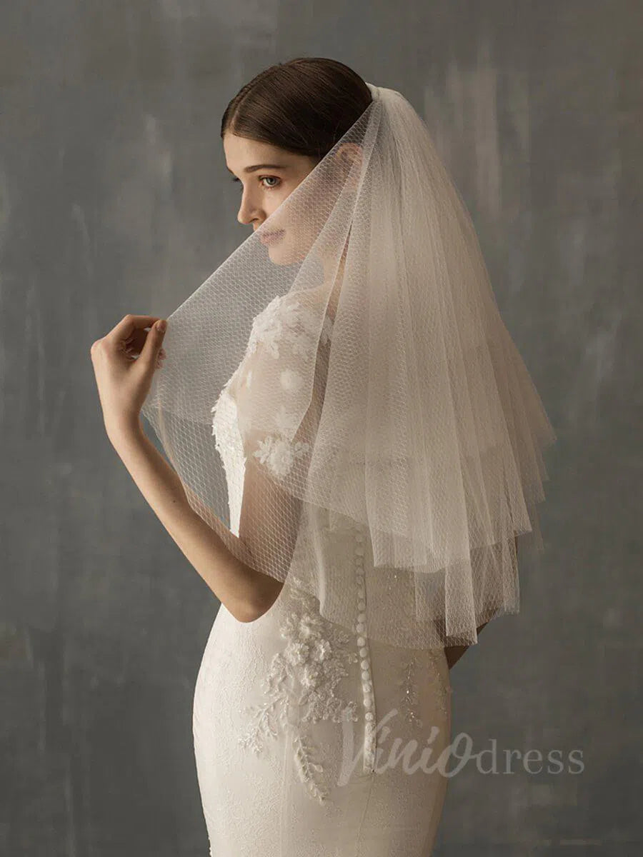 Elbow Length Wedding Veils Bridal Accessories AC1009-Veils-Viniodress-Ivory-Viniodress