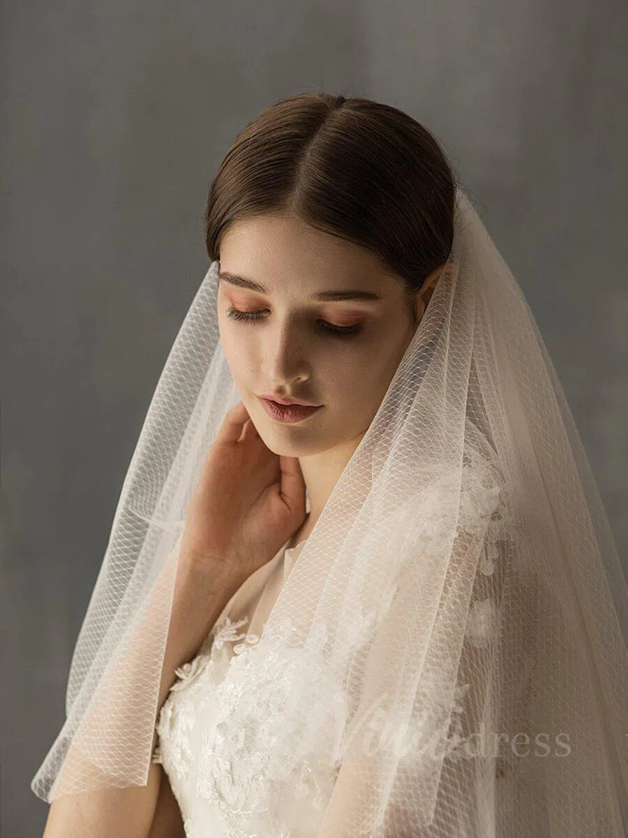 Elbow Length Wedding Veils Bridal Accessories AC1009-Veils-Viniodress-Ivory-Viniodress