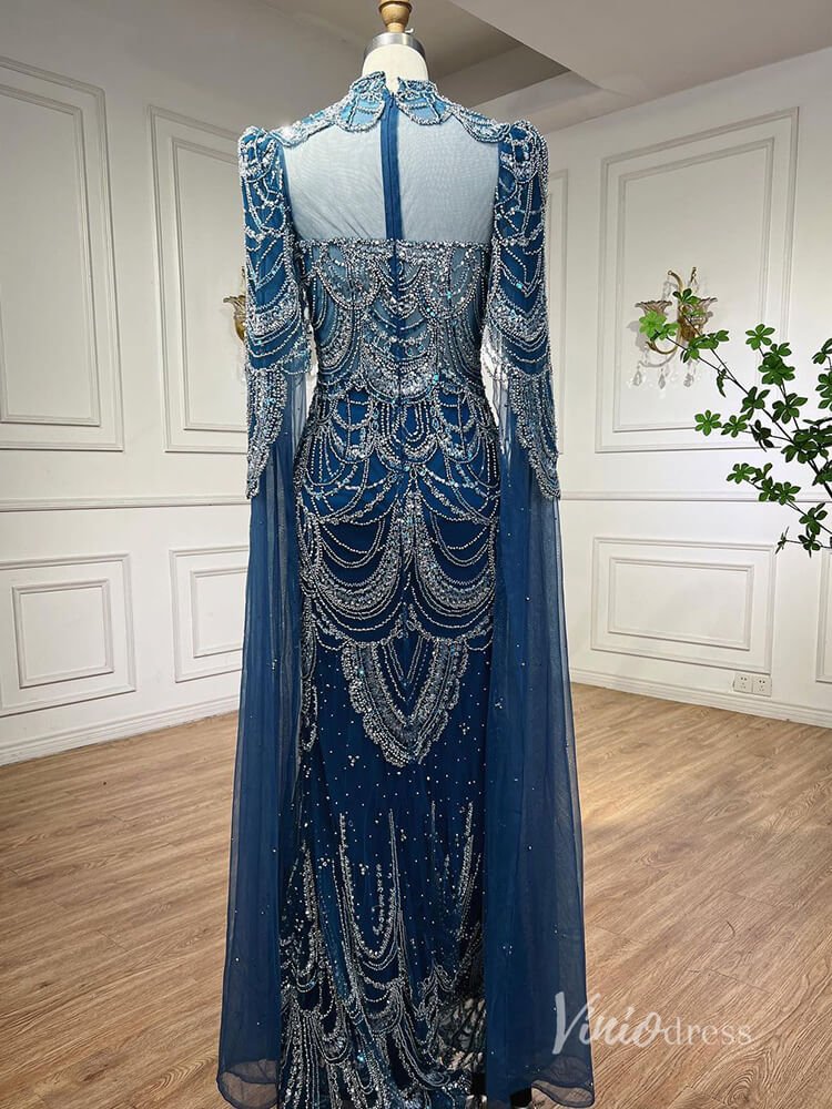 Elegant Beaded Evening Dresses Extra Long Sleeve Mother of the Bride Dresses AD1125-Evening Dresses 2025 -Viniodress-Pink-US 2-
