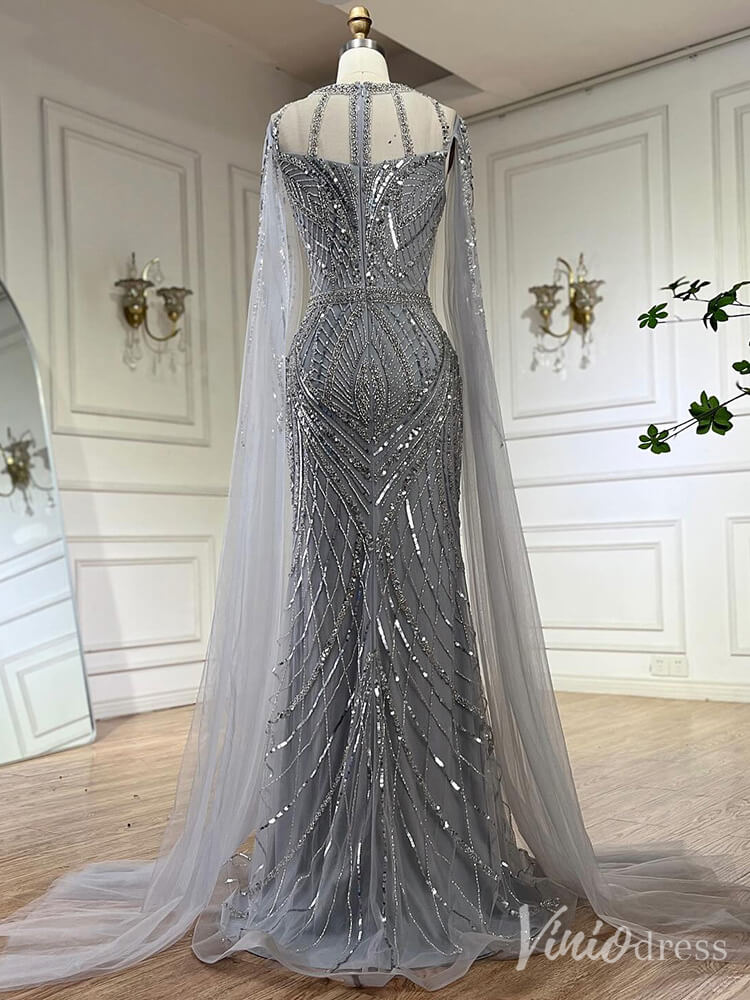 Elegant Beaded Lace Sheath Prom Dresses Extra Long Sleeve Pageant Dress 20213-Evening Dresses 2025 -Viniodress-Mauve-US 2-