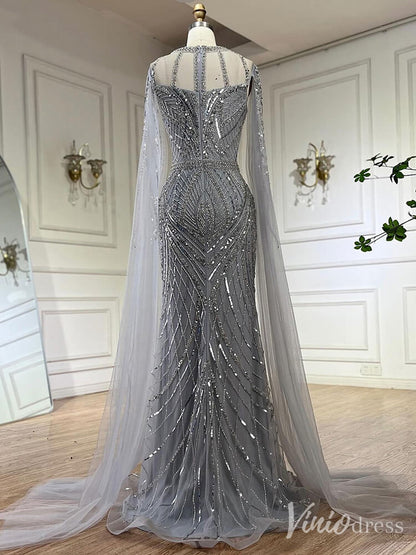 Elegant Beaded Lace Sheath Prom Dresses Extra Long Sleeve Pageant Dress 20213-Evening Dresses 2025 -Viniodress-Mauve-US 2-