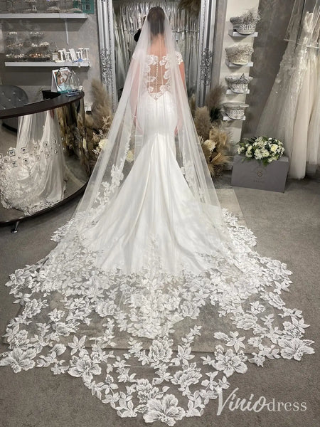 mermaid wedding dress long veil Arabic Mermaid Wedding Dresses with Long Veil: Retro Lace High Neck Sheer  Long Sleeves Bridal Gowns Sweep Train