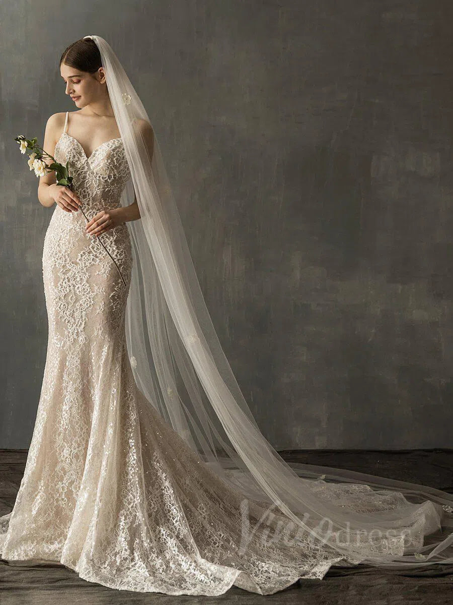 Elegant Floral Cathedral Veil For Bride AC1015-Bridal Veil 2025 -Viniodress-Ivory-