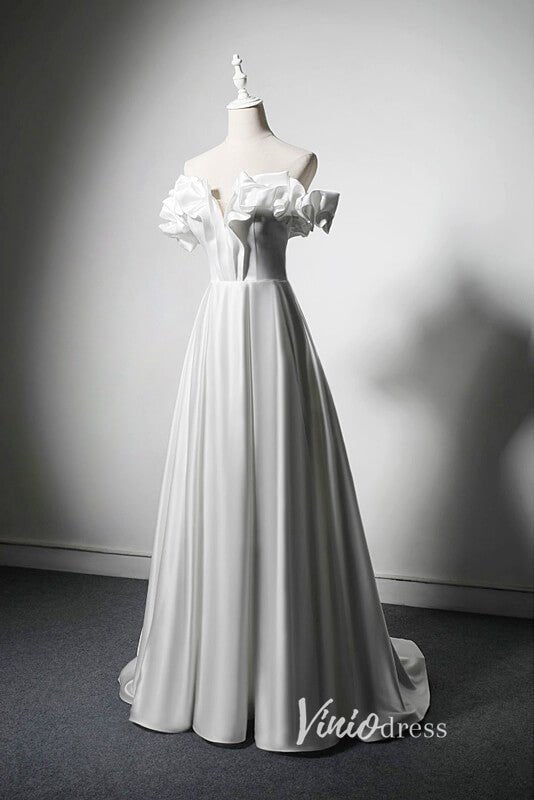 Elegant Ivory Off the Shoulder Prom Dress AD1017-prom dresses 2025 -Viniodress-Ivory-Custom Size-