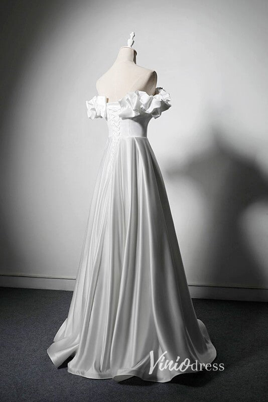 Elegant Ivory Off the Shoulder Prom Dress AD1017-prom dresses 2025 -Viniodress-Ivory-Custom Size-