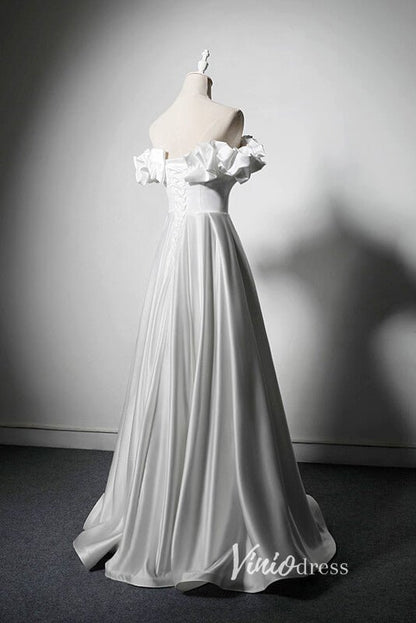 Elegant Ivory Off the Shoulder Prom Dress AD1017-prom dresses 2025 -Viniodress-Ivory-Custom Size-