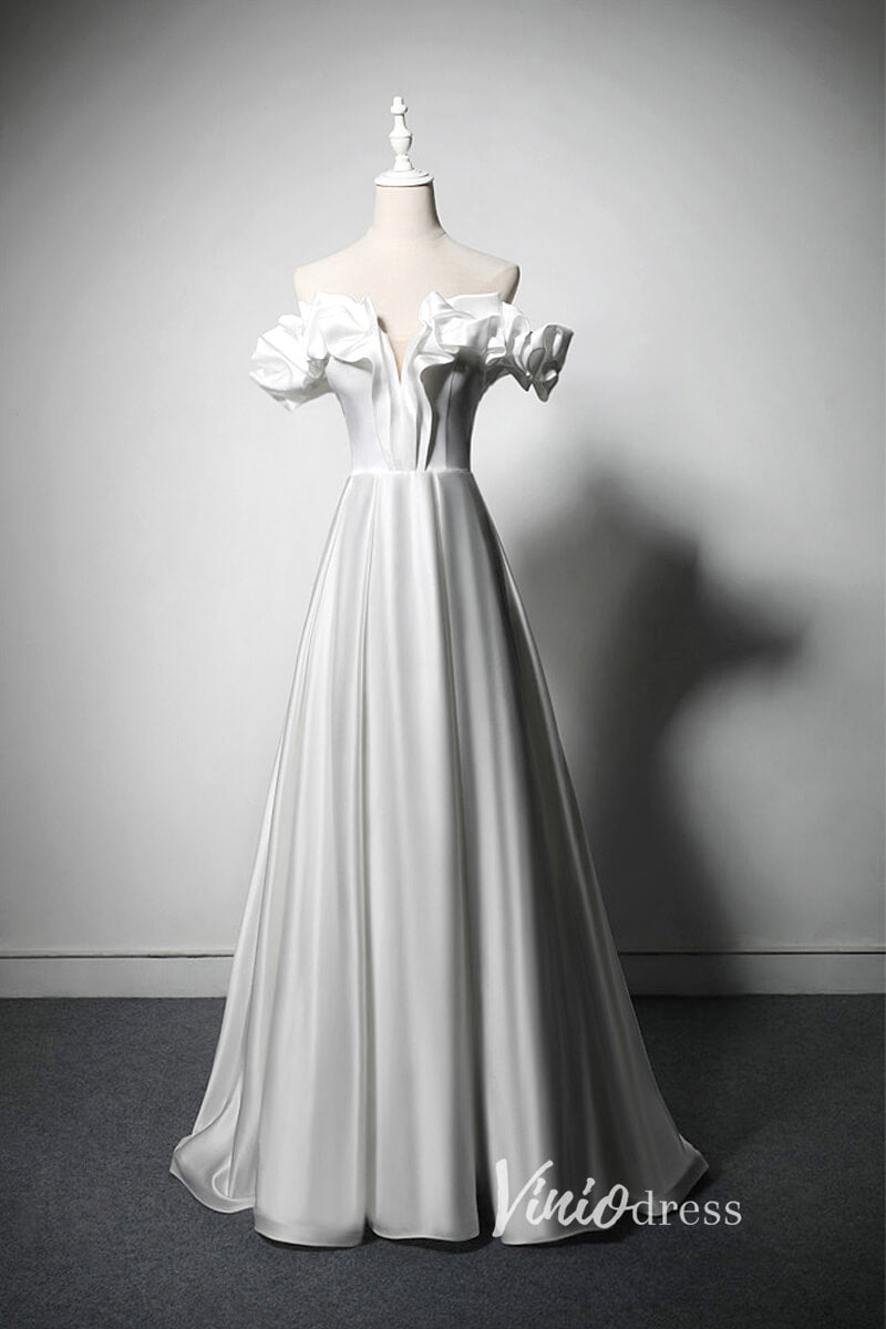 Elegant Ivory Off the Shoulder Prom Dress AD1017-prom dresses 2025 -Viniodress-Ivory-Custom Size-