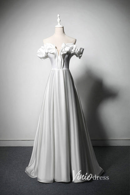 Elegant Ivory Off the Shoulder Prom Dress AD1017-prom dresses 2025 -Viniodress-Ivory-Custom Size-
