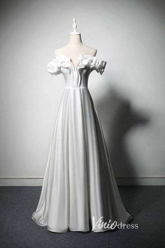 Elegant Ivory Off the Shoulder Prom Dress AD1017-prom dresses 2025 -Viniodress-Ivory-Custom Size-