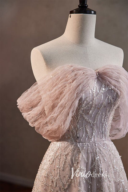 Elegant Pink Beaded Prom Dresses with Pleated Overskirt AD1010-prom dresses 2025 -Viniodress-Pink-Custom Size-