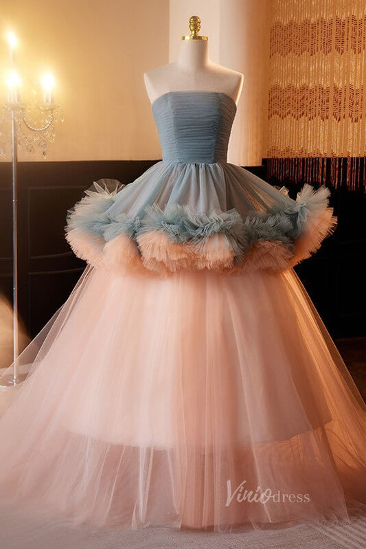 Elegant Ruffled Quinceanera Dresses Strapless Pleated Ball Gown AD1066-Quinceanera Dresses 2025 -Viniodress-Pink-Custom Size-
