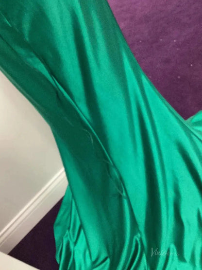 Elegant Satin Mermaid Prom Dresses 2025 with Slit, Lace Bodice & Spaghetti Strap – FD5049-prom dresses 2025 -Viniodress-Blue-Custom Size-