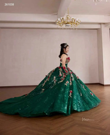 261038 80cm green wedding dress-Quinceanera Dresses 2026-Viniodress-Emerald-Custom Size – Add Measurements in Cart-