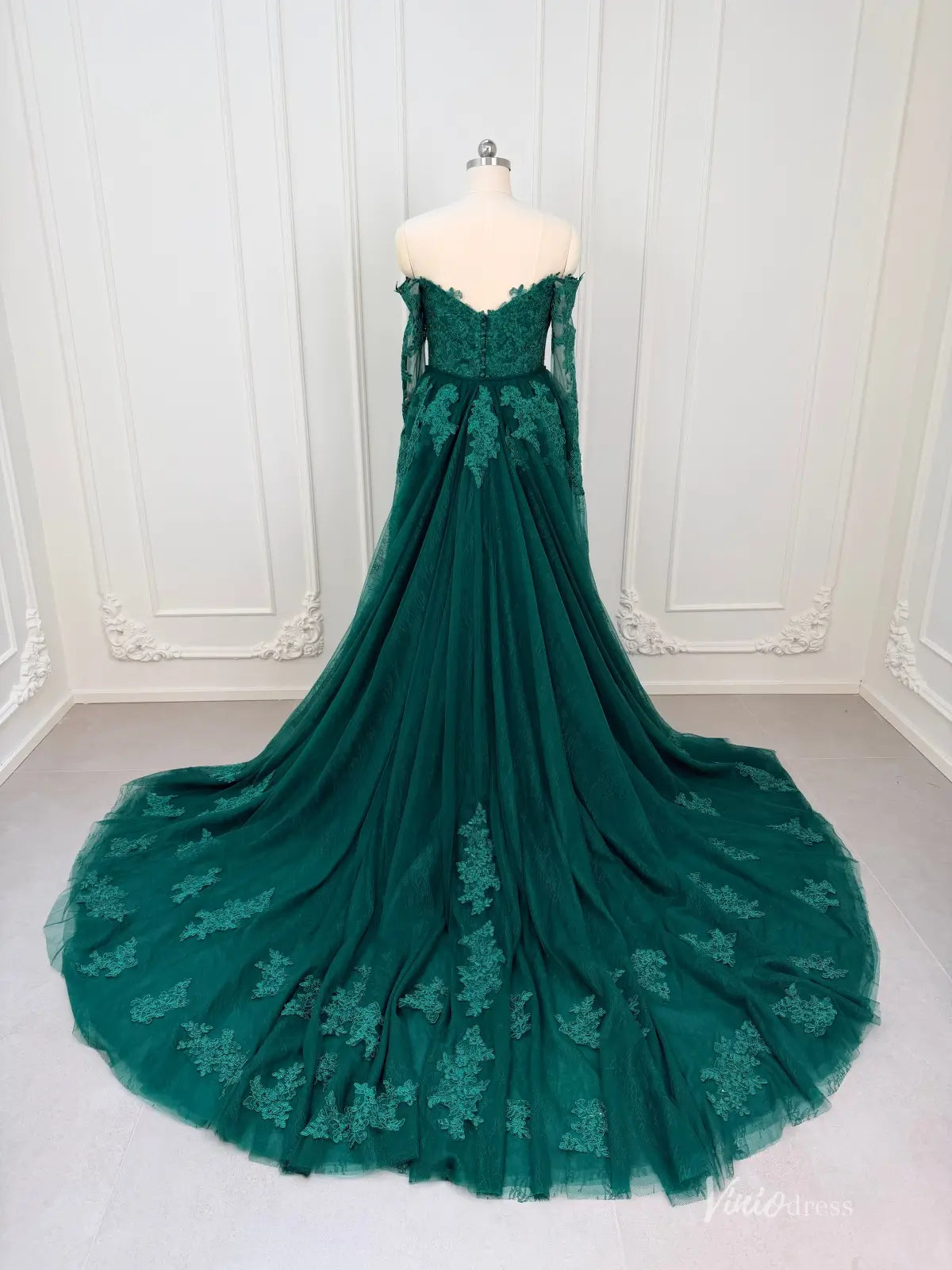 dark green dress wedding A-line Satin Appliques Long Evening Prom Dresses, Cheap Cus MarryLover The fitted bodice is adorned with floral embellishments Cathalynne Dark Green Wedding Guest