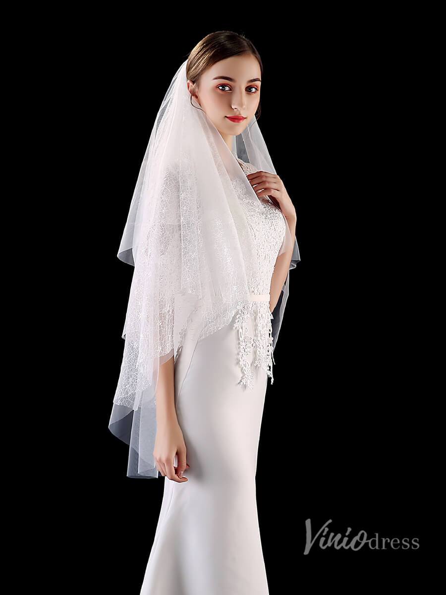 Fingertip Length Tulle Bridal Veil Viniodress TS1903-Bridal Veil 2025 -Viniodress-Ivory-