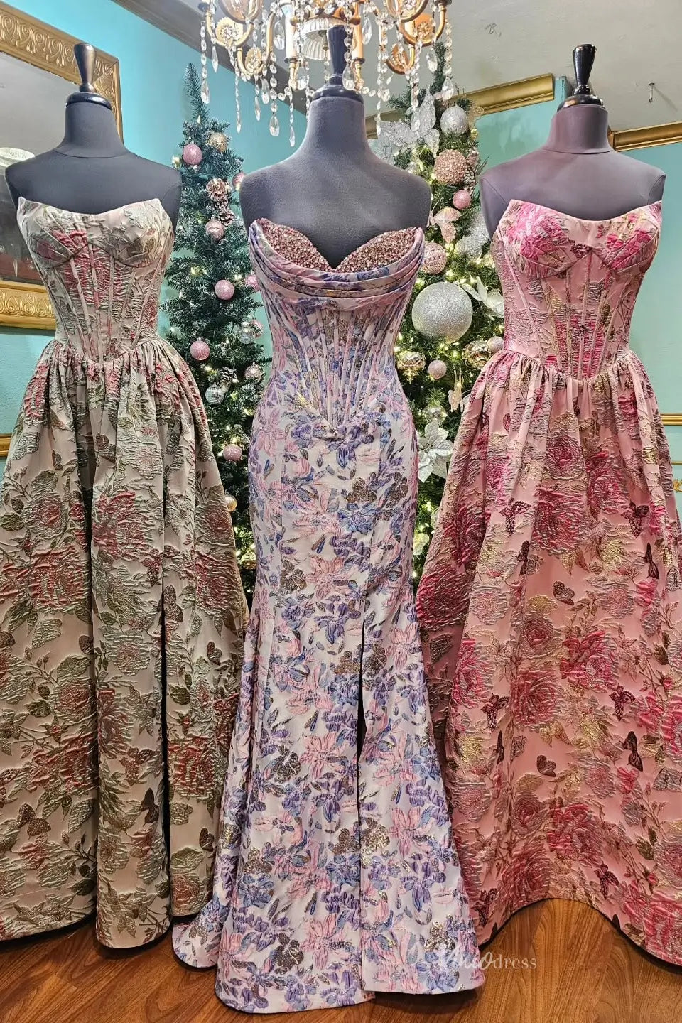 JC011 Soft Grey Floral Jacquard-prom dresses 2026-Viniodress-Grey-Custom Size-