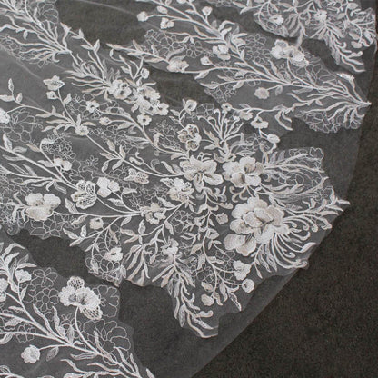 Floral Lace Cathedral Veil for Bride Viniodress V688-Bridal Veil 2025 -Viniodress-Ivory-